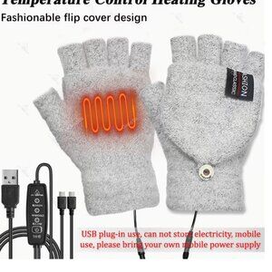 Fingerless USB Charge Heated Gloves